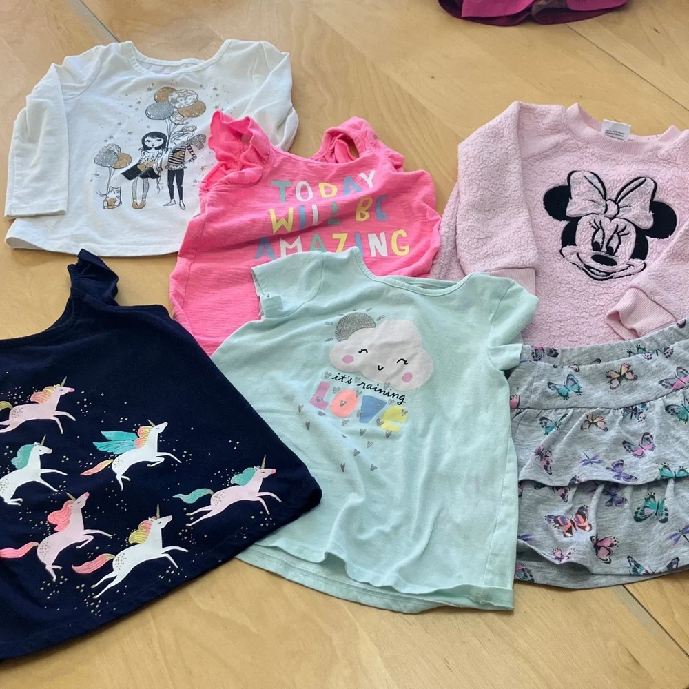 Bundle of size 2 little girl Minnie fleece, T-shirts and skort